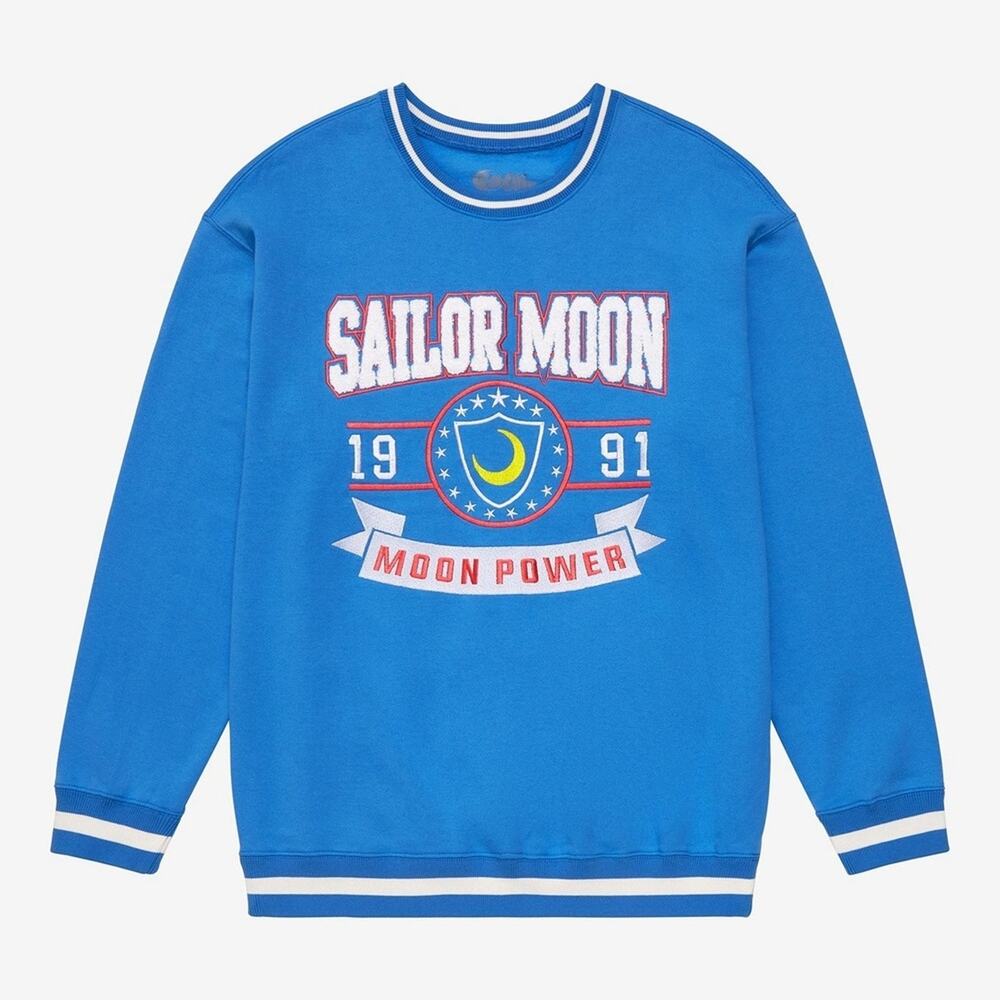 Sailor Moon Power Blue Varsity Crewneck BoxLunch Exclusive Small
